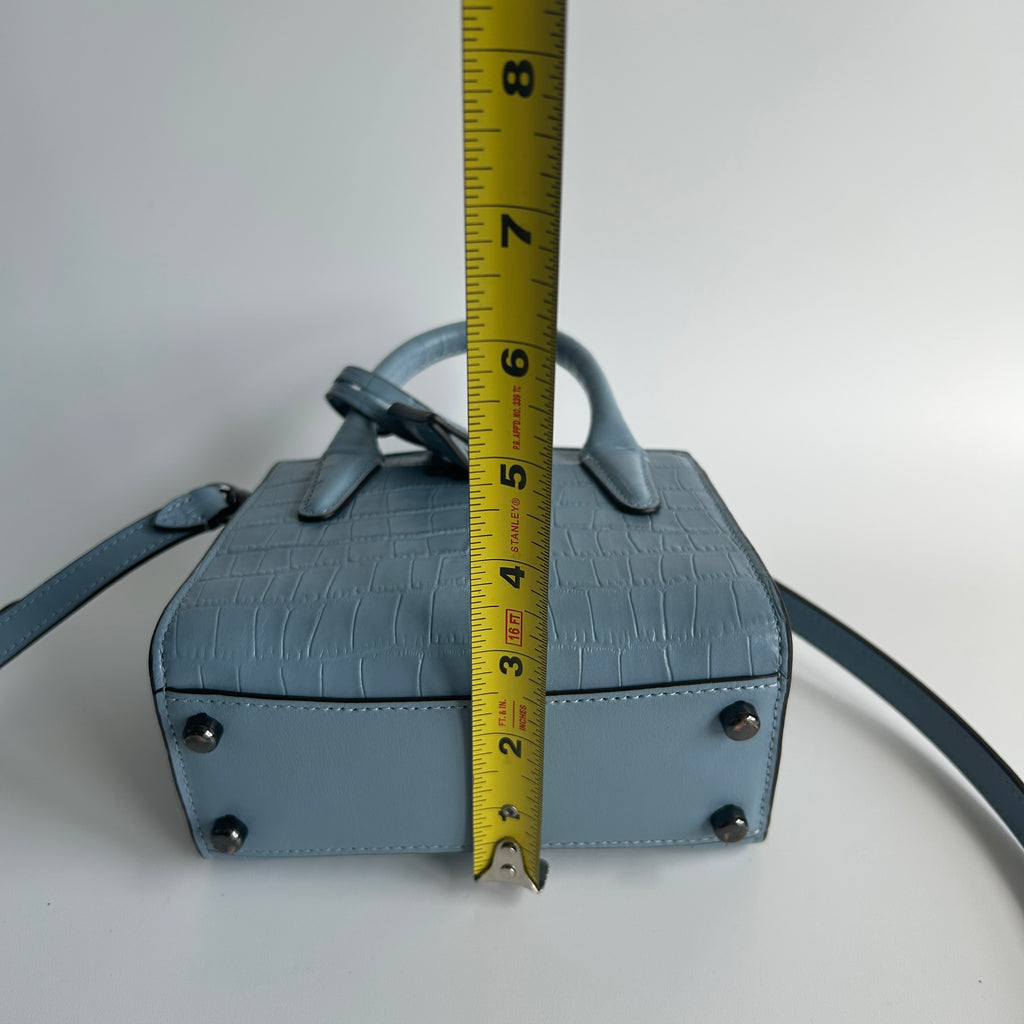 Coach Andrea Mini Carryall Blue Croc Embossed Leather Satchel Excellent