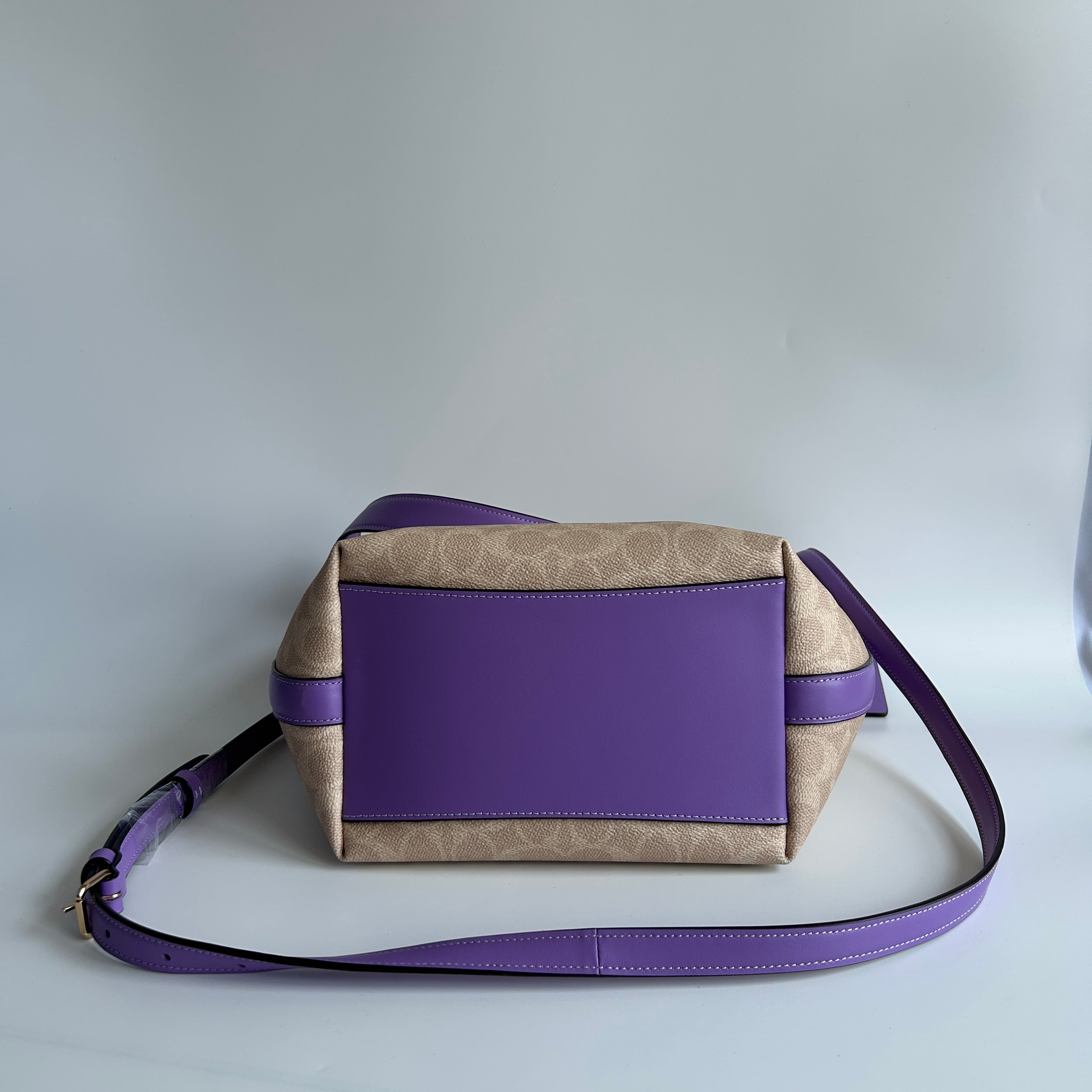 Coach City Large Bucket Bag Khaki Purple Signature Canvas New With Imperfection