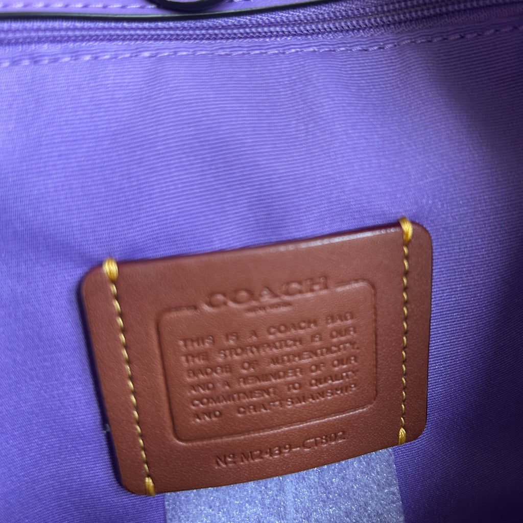 Coach City Large Bucket Bag Khaki Purple Signature Canvas New With Imperfection