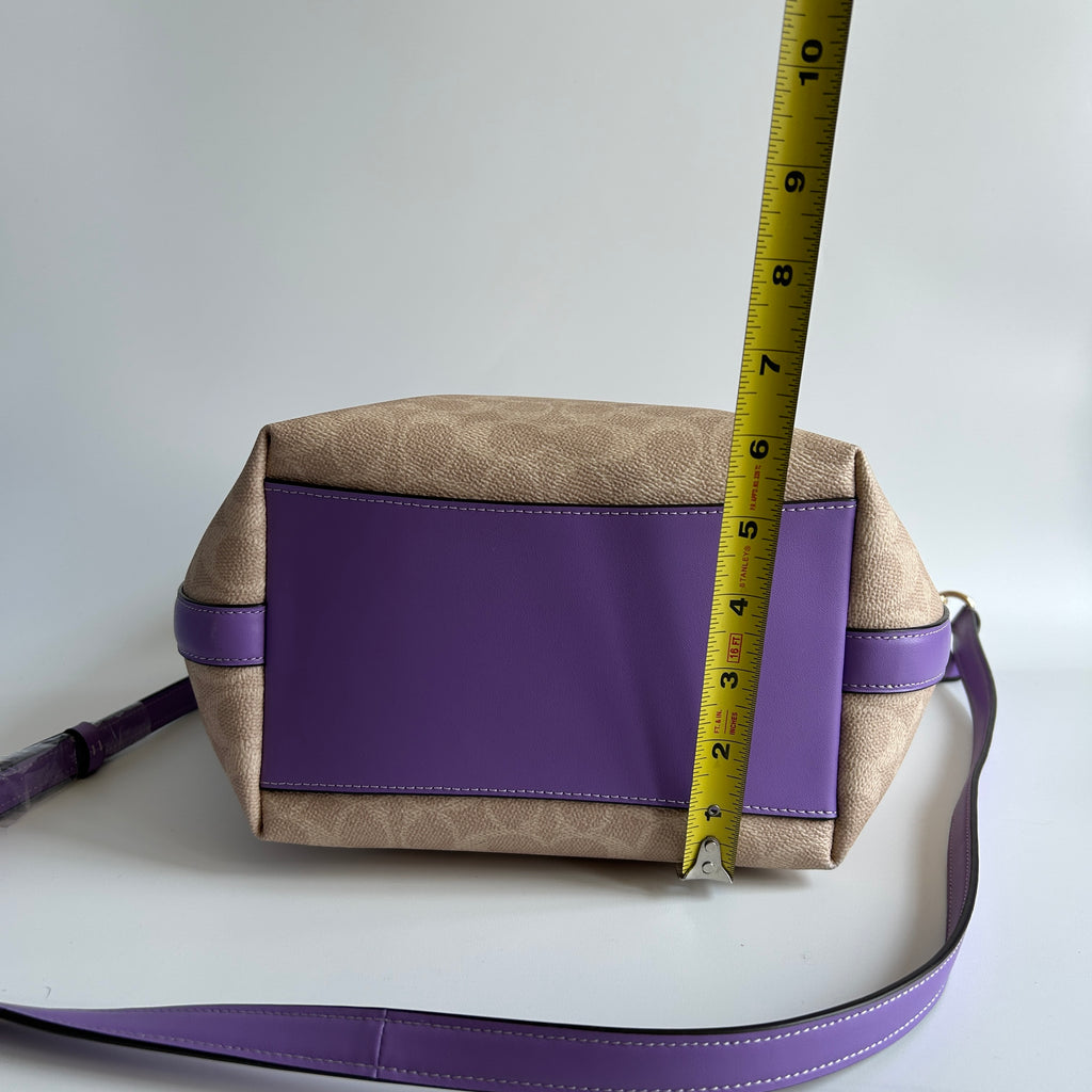 Coach City Large Bucket Bag Khaki Purple Signature Canvas New With Imperfection