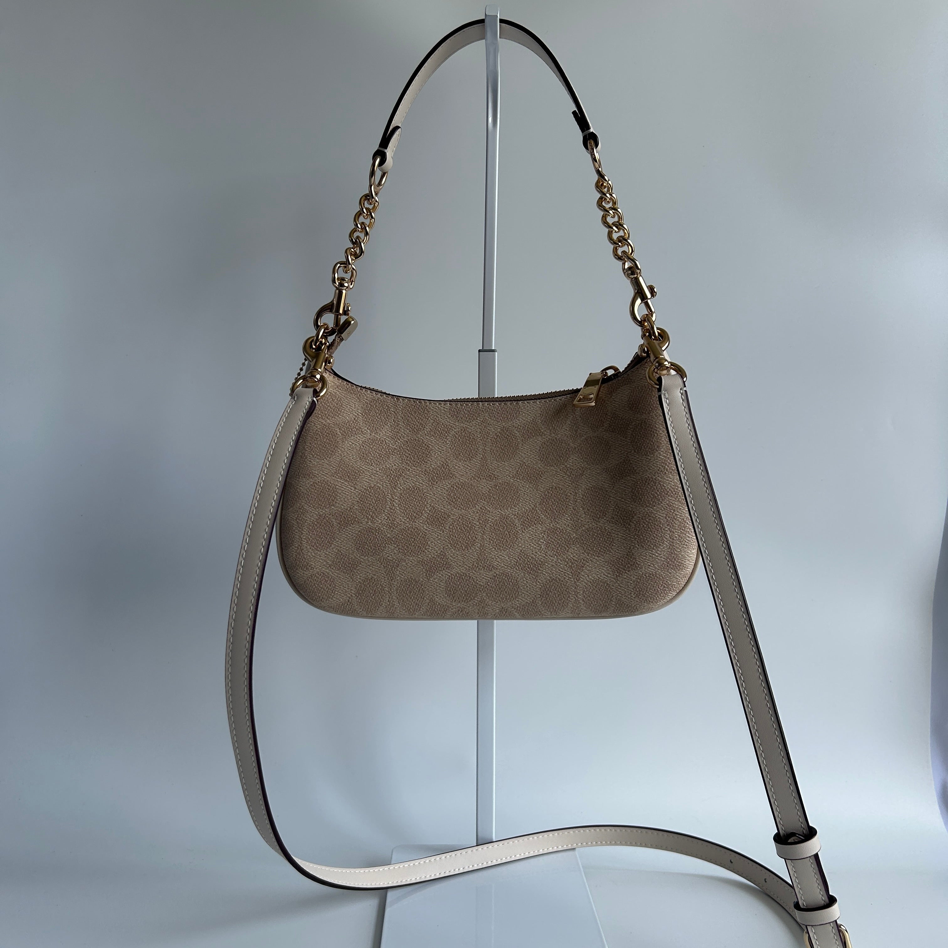 Coach Teri Shoulder Bag Chalk White Signature Canvas CV933 Excellent