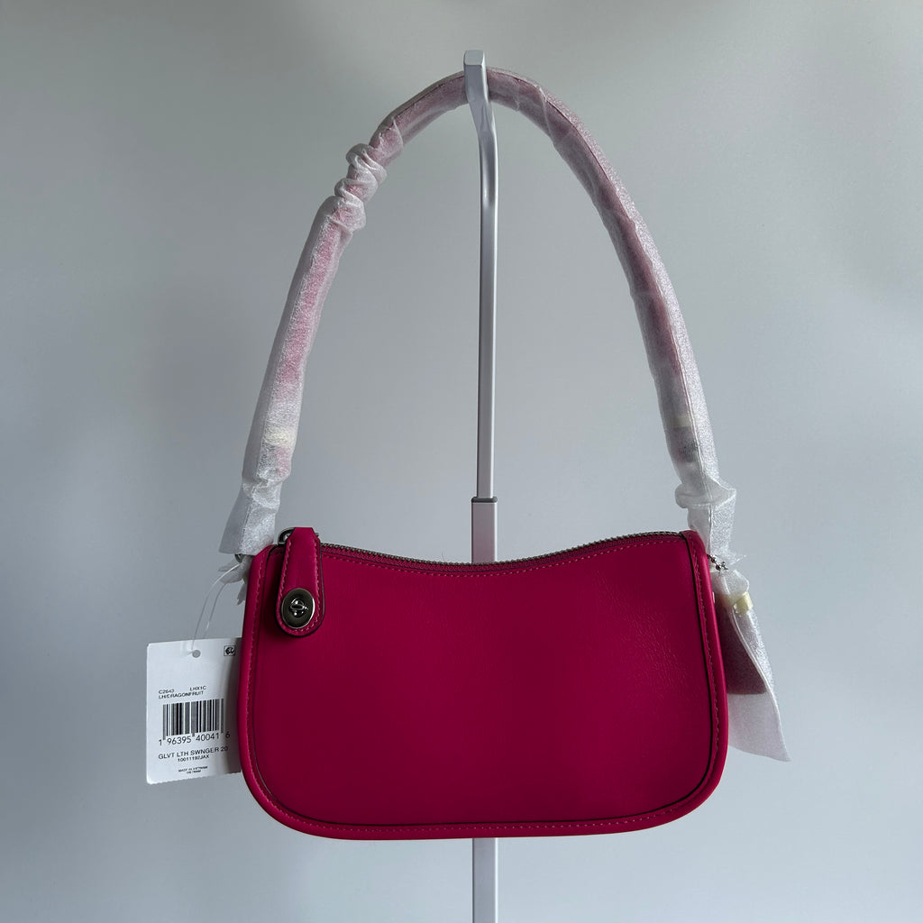 Coach Swinger 20 Dragonfruit Pink Glovetanned Leather Shoulder Bag NEW