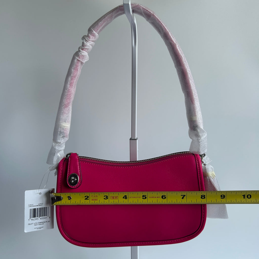 Coach Swinger 20 Dragonfruit Pink Glovetanned Leather Shoulder Bag NEW