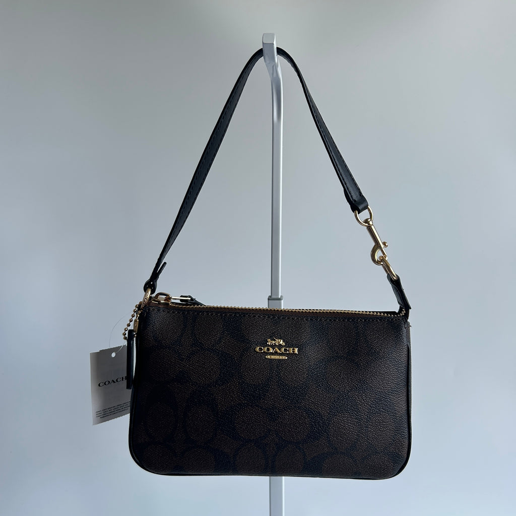 Coach Nolita 19 Brown Signature Canvas Leather Shoulder Bag NEW