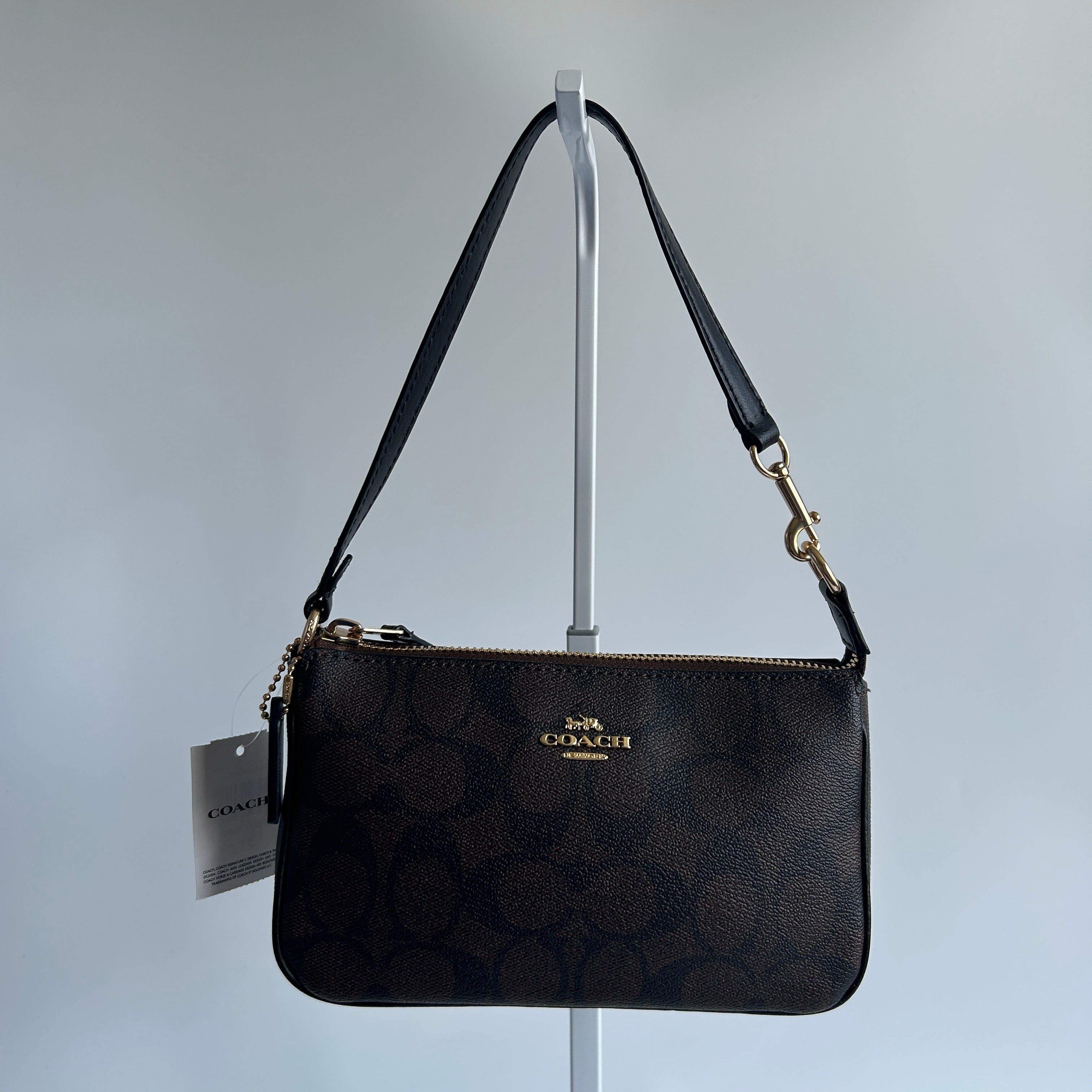 Coach Nolita 19 Brown Signature Canvas Leather Shoulder Bag NEW
