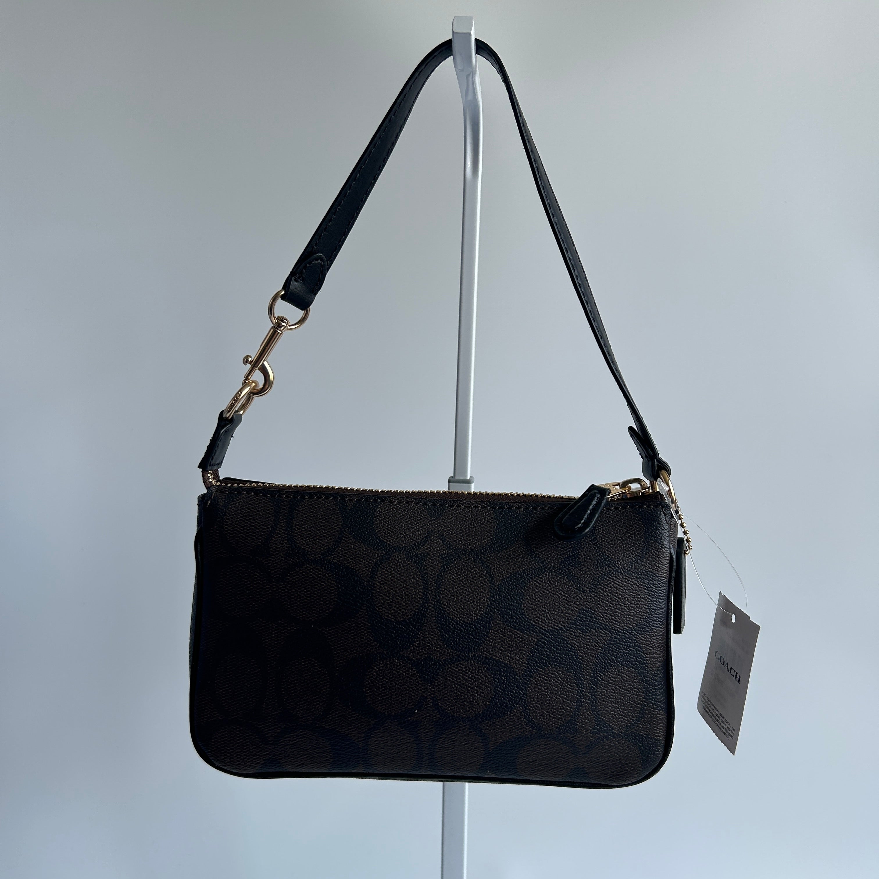Coach Nolita 19 Brown Signature Canvas Leather Shoulder Bag NEW