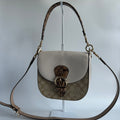 Coach Kleo Shoulder Bag 23 Chalk White Signature Canvas Leather Excellent