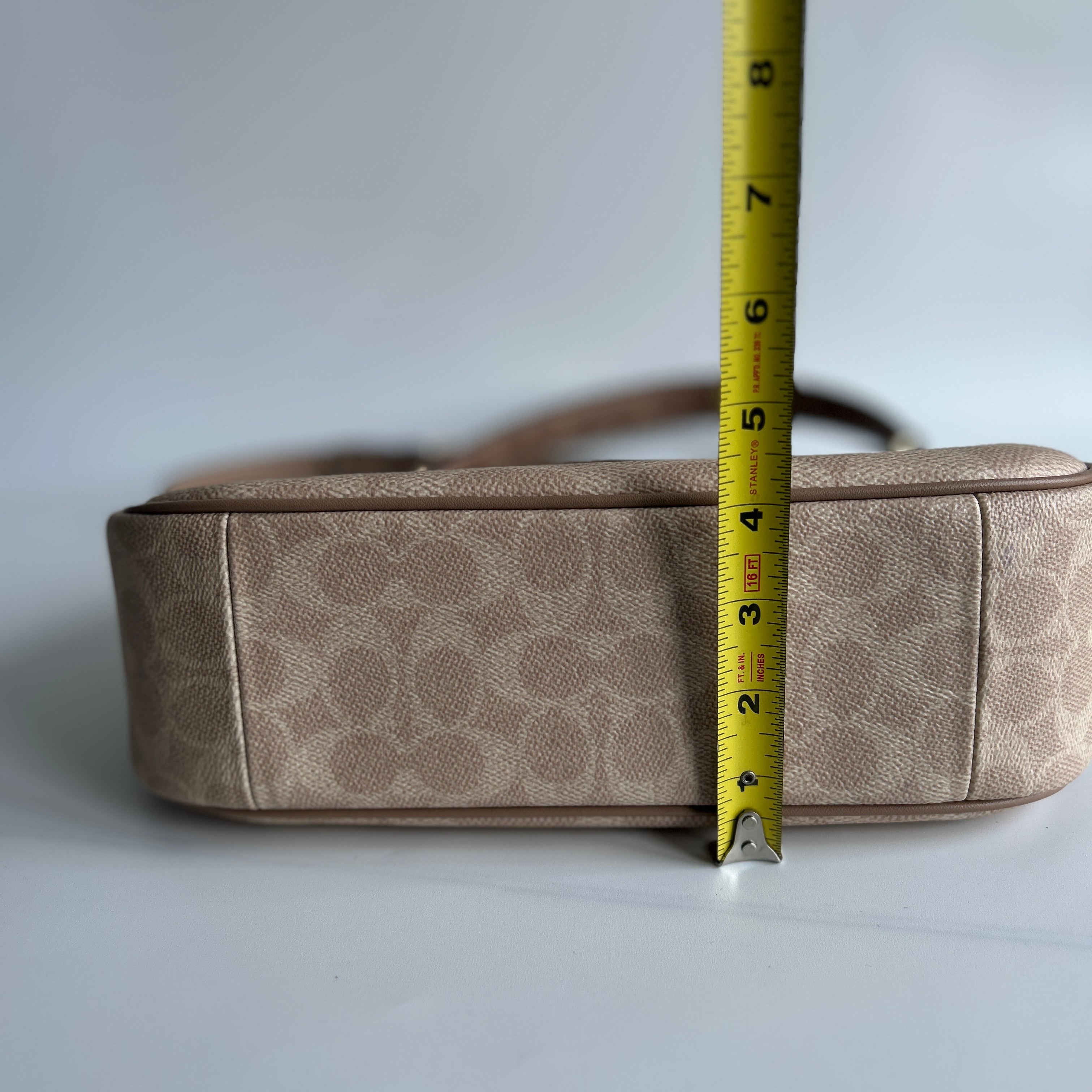 Coach Teri Hobo Beige Chalk Signature Canvas Leather Shoulder Bag NEW