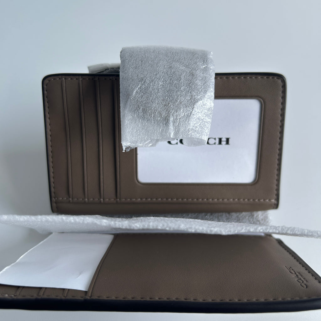 Coach Tabby Medium Wallet Dark Stone Pebble Leather New
