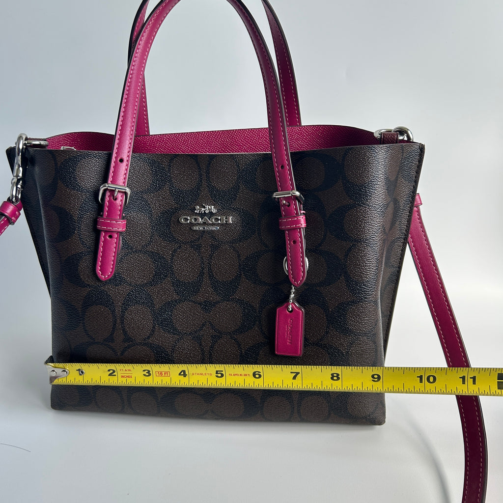 Coach Mollie Tote 25 Brown Pink Signature Canvas Leather Bag Good