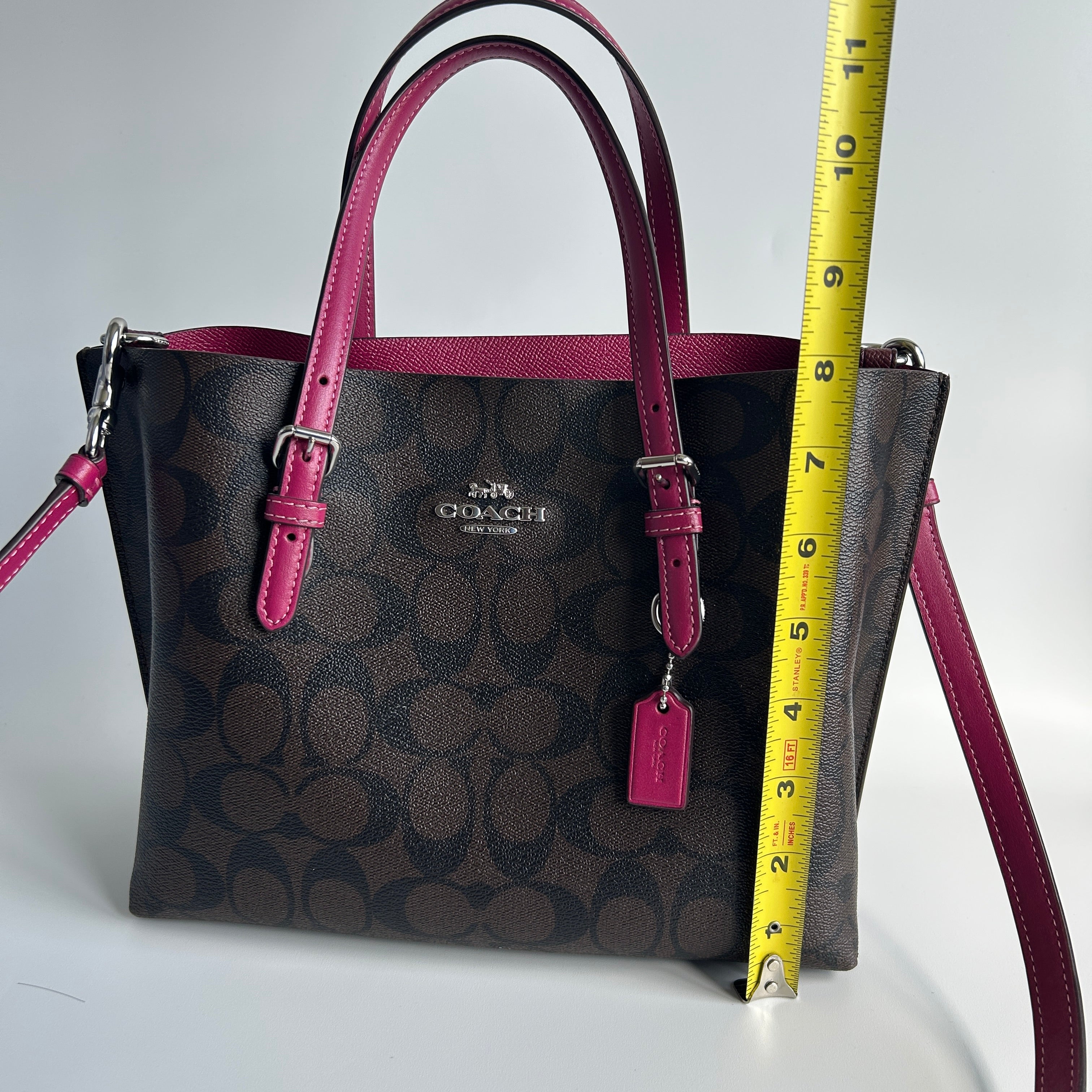 Coach Mollie Tote 25 Brown Pink Signature Canvas Leather Bag Good