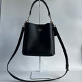 Coach Mollie Bucket Bag 22 Black Pebbled Leather Shoulder Bag Excellent