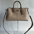 Coach Georgia Satchel Khaki Signature Canvas Leather Bag Good