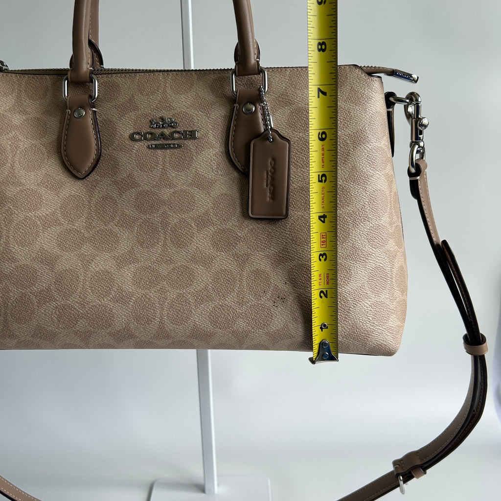 Coach Georgia Satchel Khaki Signature Canvas Leather Bag Good