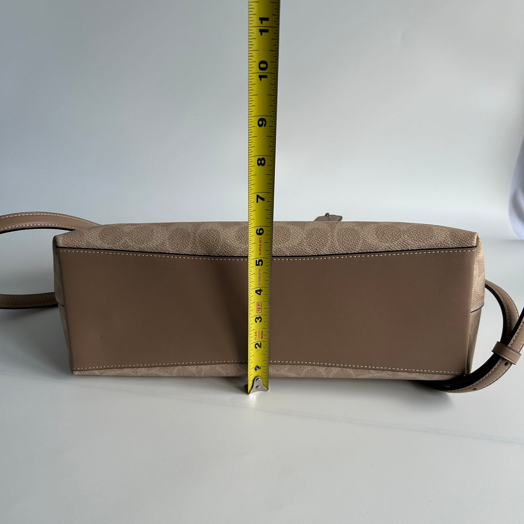 Coach Georgia Satchel Khaki Signature Canvas Leather Bag Good