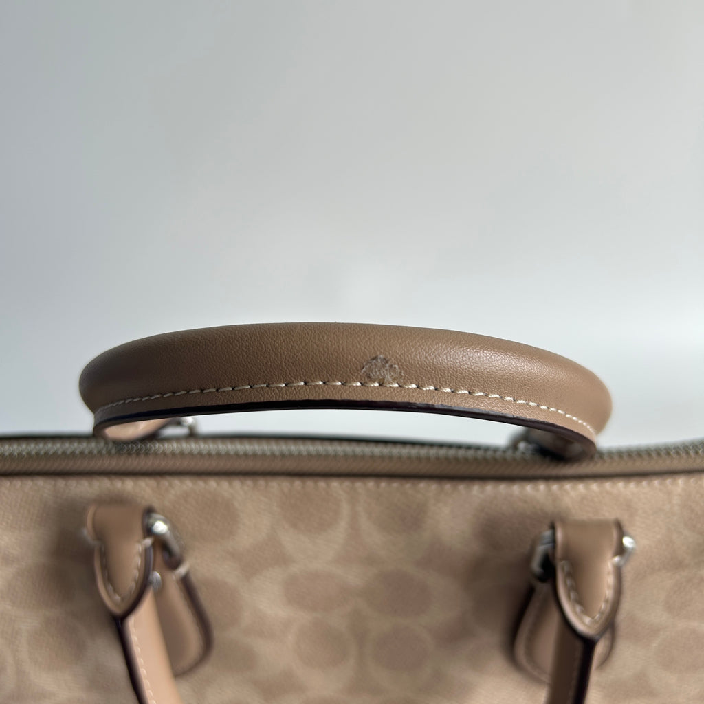 Coach Georgia Satchel Khaki Signature Canvas Leather Bag Good