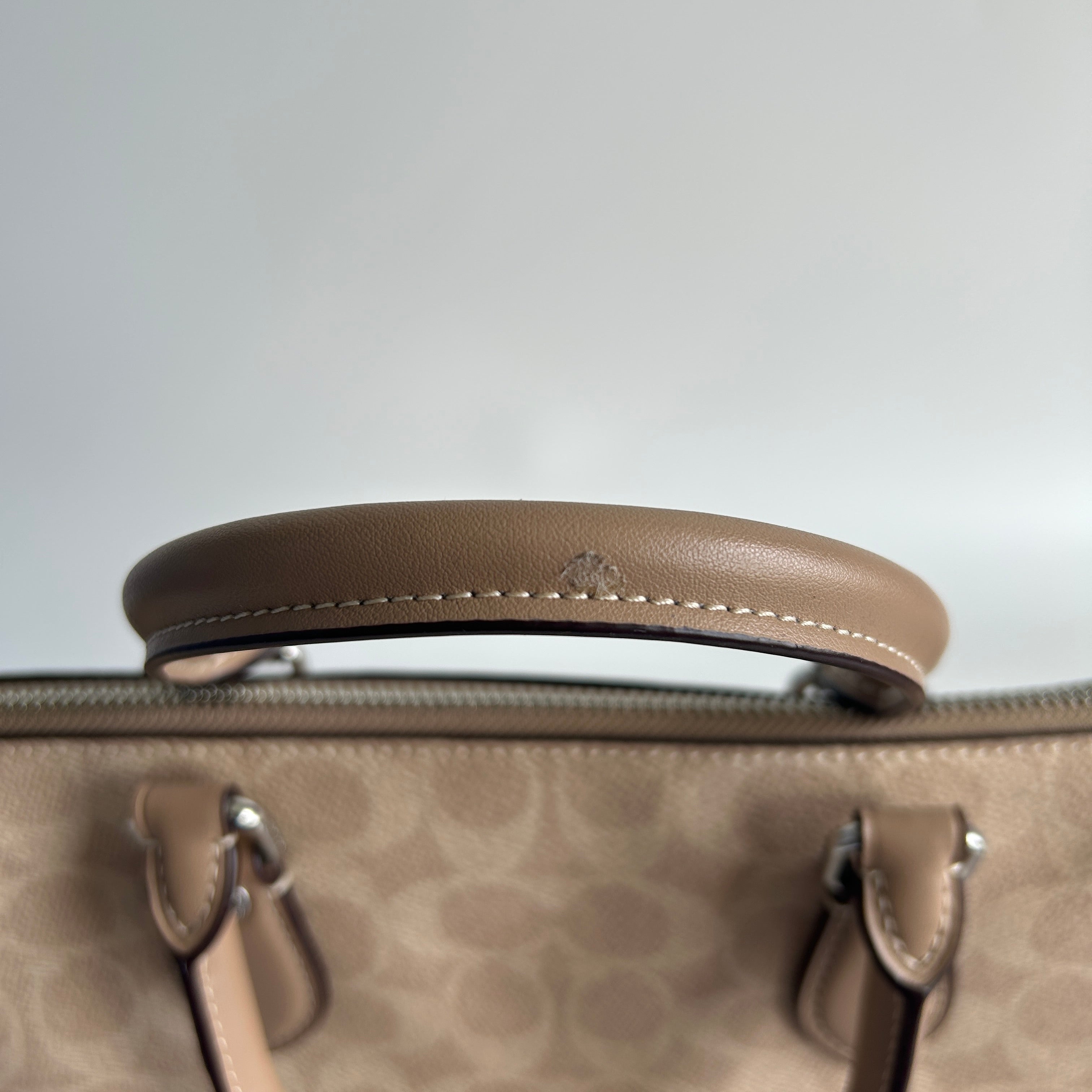 Coach Georgia Satchel Khaki Signature Canvas Leather Bag Good