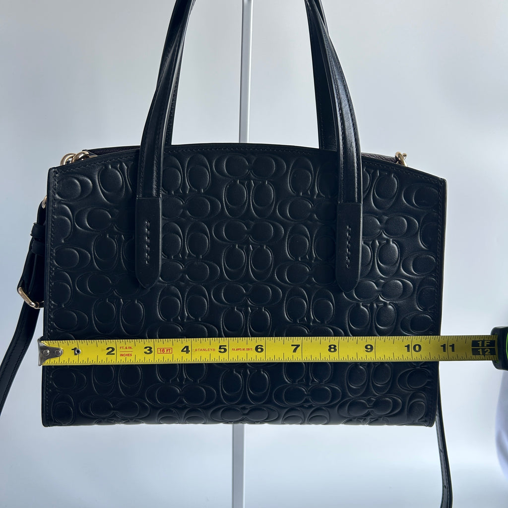 Coach Charlie Carryall Black Signature Leather Satchel Bag 51665 Excellent