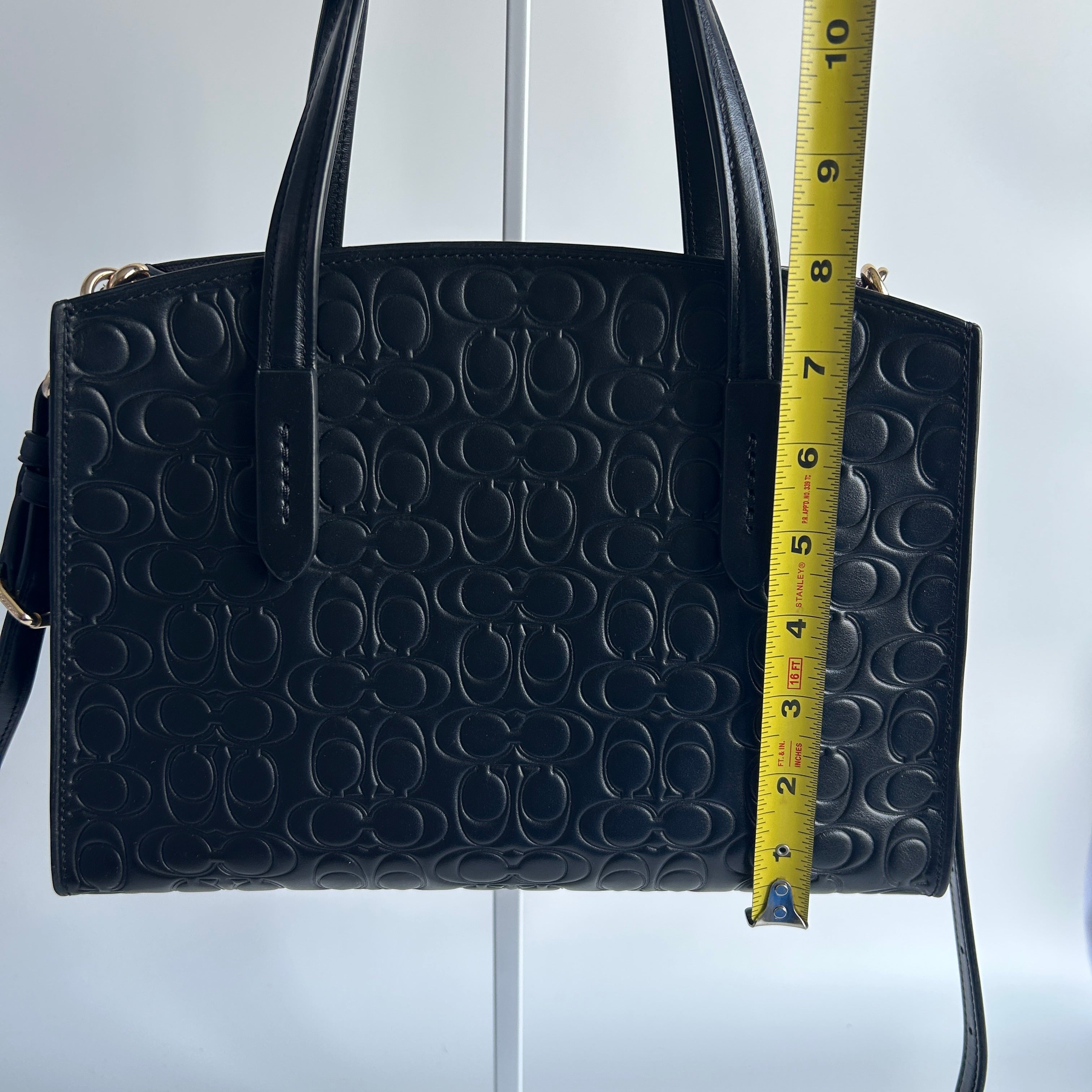 Coach Charlie Carryall Black Signature Leather Satchel Bag 51665 Excellent