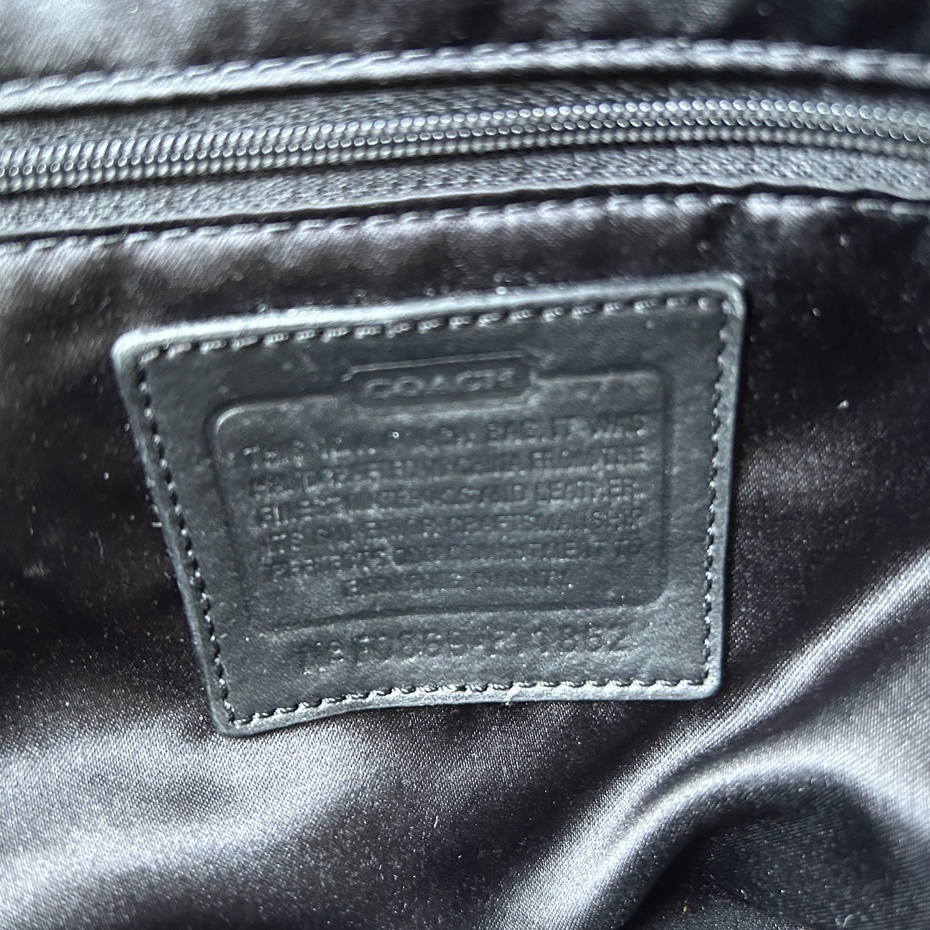 Coach Soho Signature Flap Black Grey Canvas Leather Shoulder Bag F11862 Good