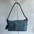 Coach Demi Bag Blue Signature Jacquard Leather Shoulder Bag CE736 Excellent