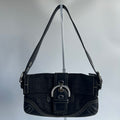 Coach Soho Flap Baguette Black Signature Jacquard Leather Shoulder Bag Excellent