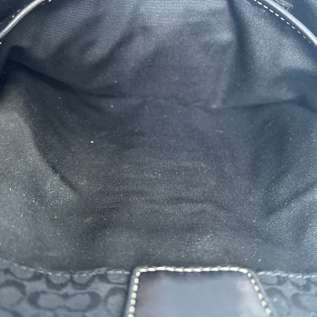 Coach Soho Flap Baguette Black Signature Jacquard Leather Shoulder Bag Excellent