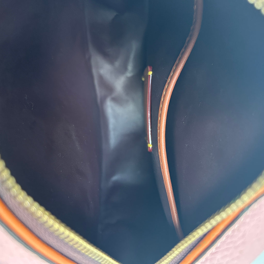 Coach Kia Circle Bag Pink Colorblock Pebbled Leather Crossbody CA098 Good