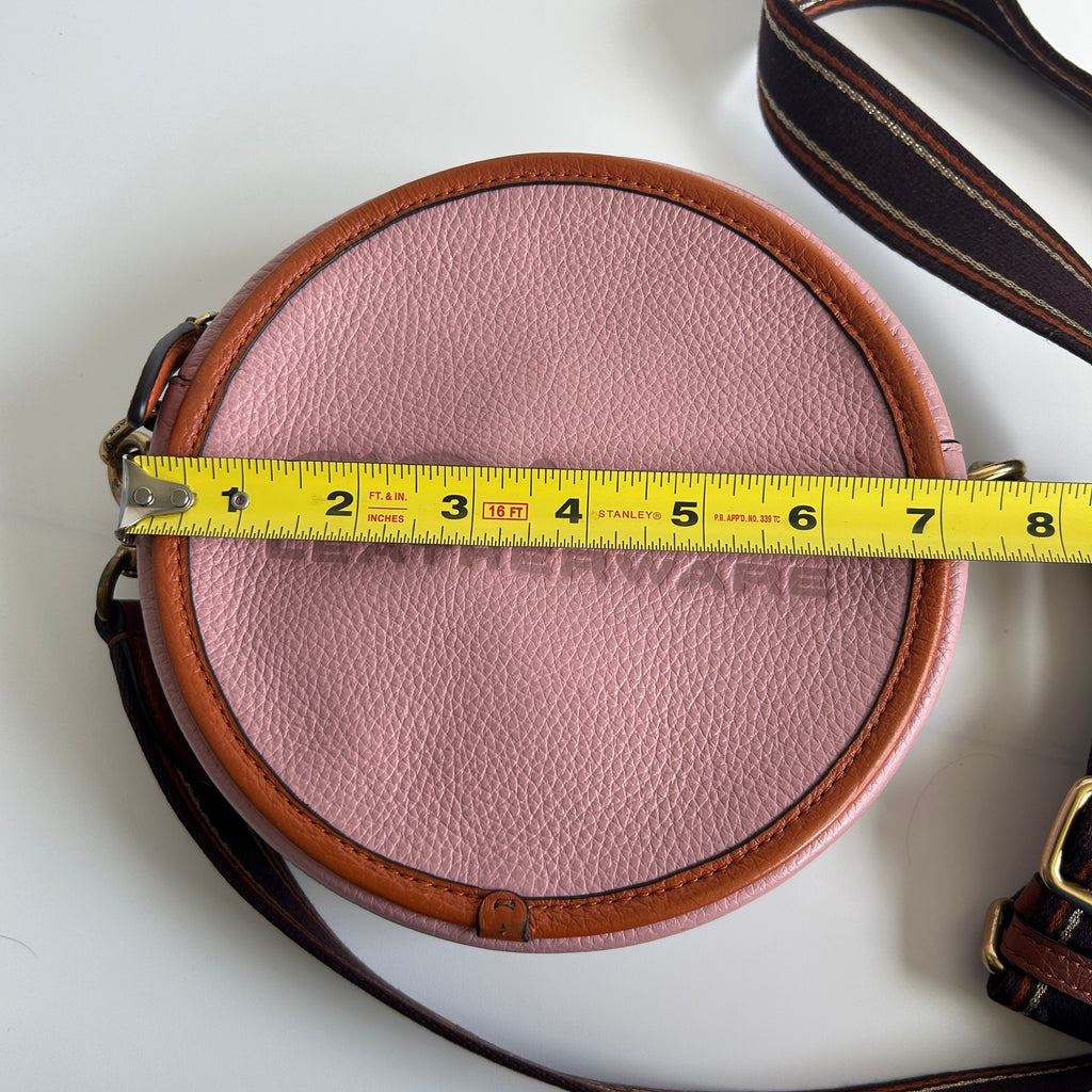 Coach Kia Circle Bag Pink Colorblock Pebbled Leather Crossbody CA098 Good