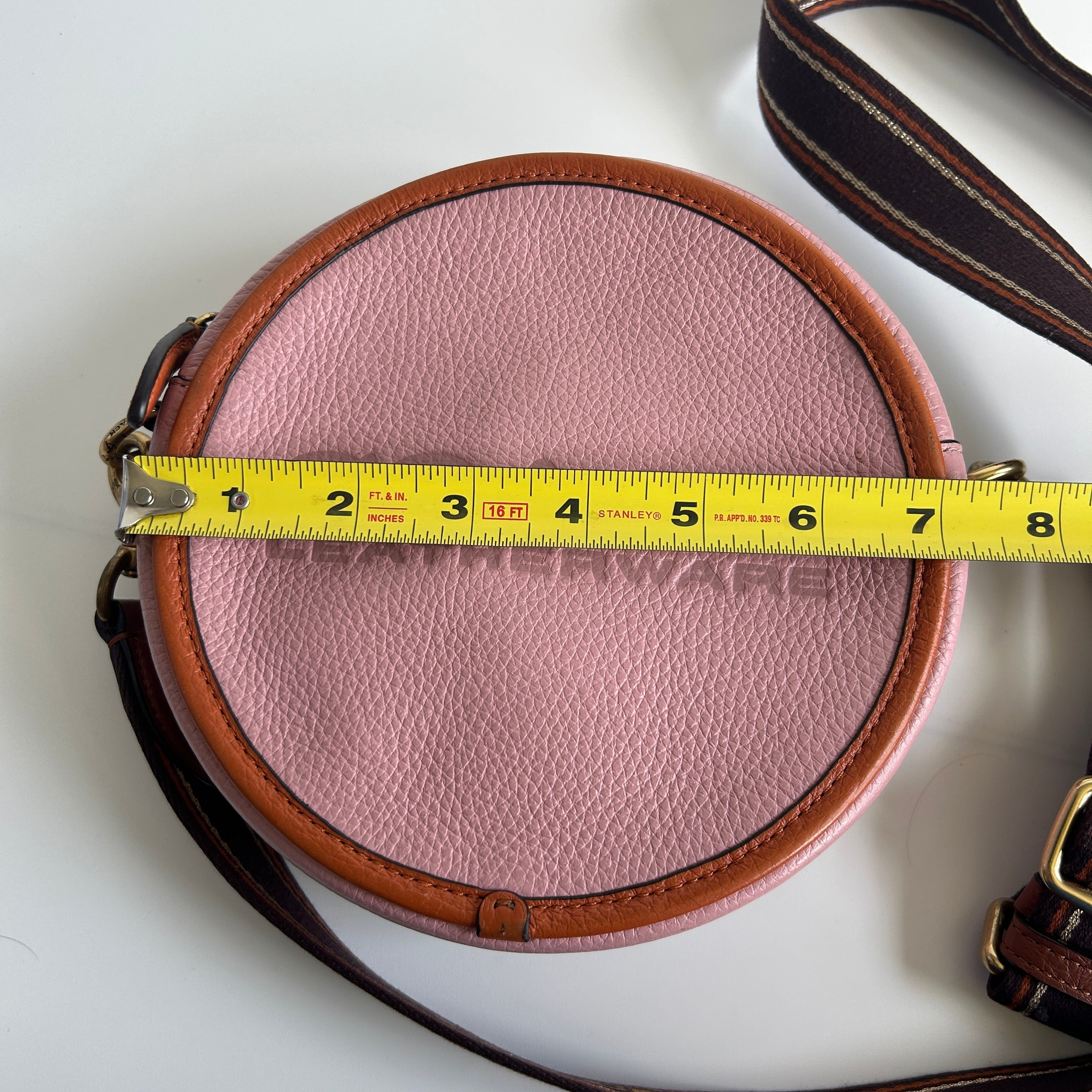 Coach Kia Circle Bag Pink Colorblock Pebbled Leather Crossbody CA098 Good