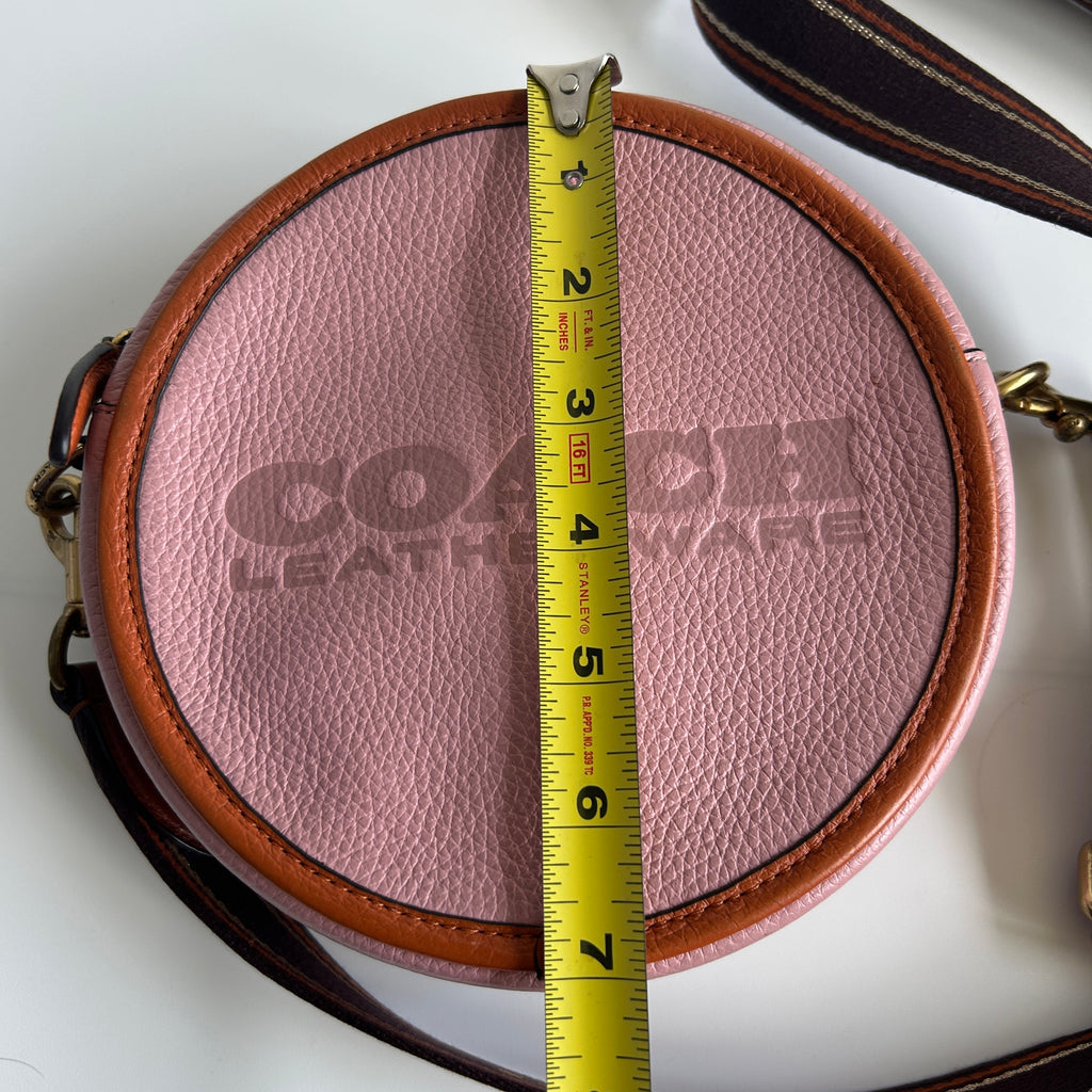 Coach Kia Circle Bag Pink Colorblock Pebbled Leather Crossbody CA098 Good