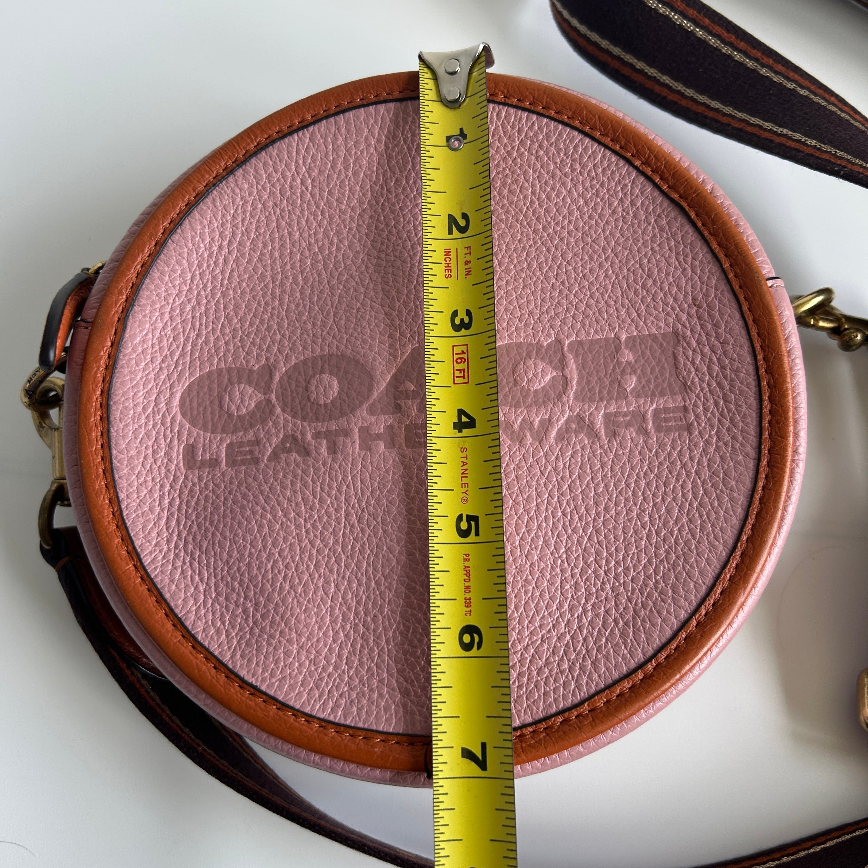 Coach Kia Circle Bag Pink Colorblock Pebbled Leather Crossbody CA098 Good