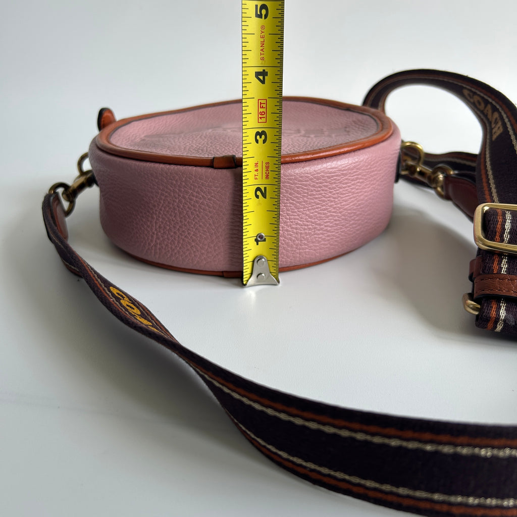 Coach Kia Circle Bag Pink Colorblock Pebbled Leather Crossbody CA098 Good