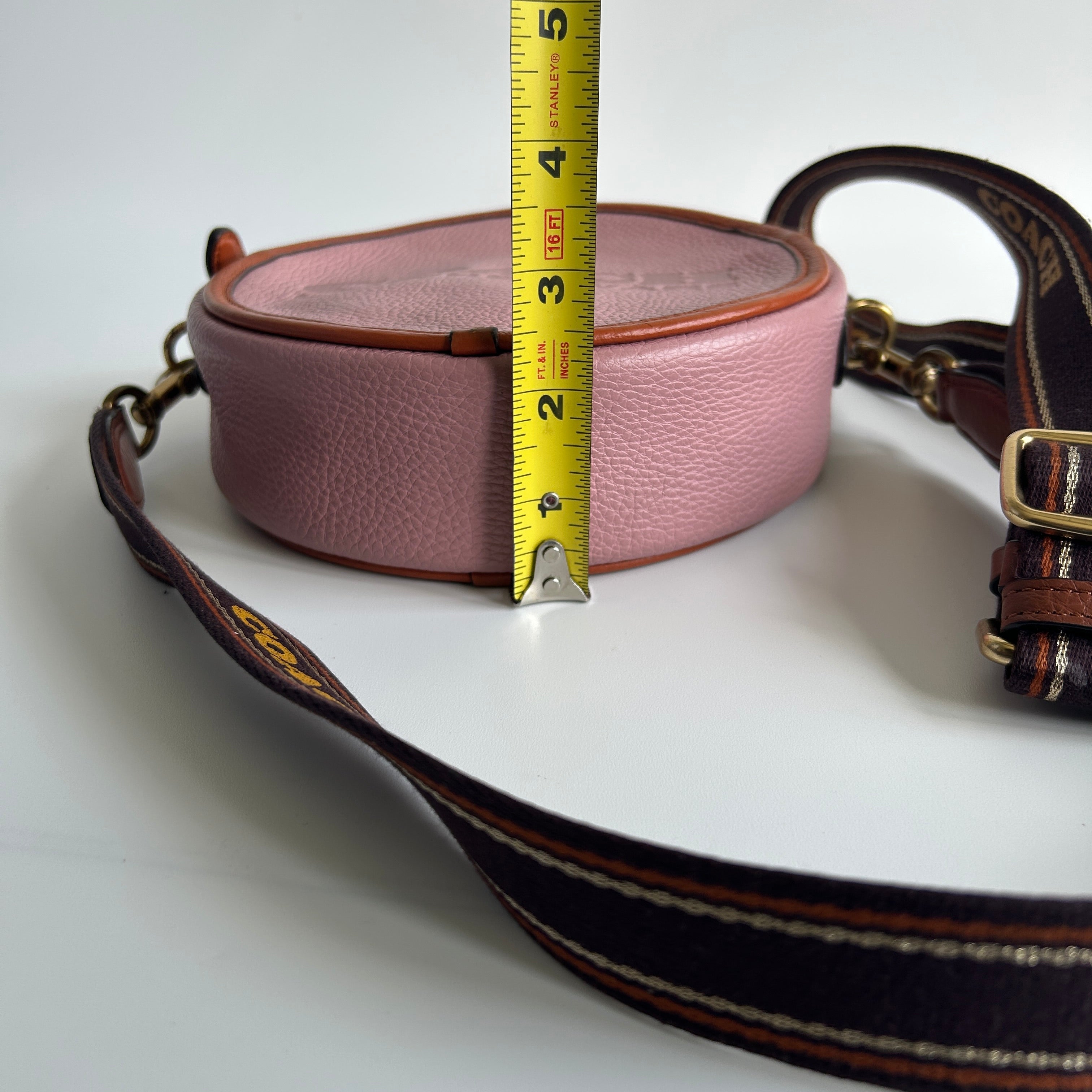 Coach Kia Circle Bag Pink Colorblock Pebbled Leather Crossbody CA098 Good