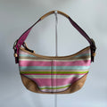 Coach Soho Hobo Multi-Color Striped Canvas Tan Leather Bag 1884 Good