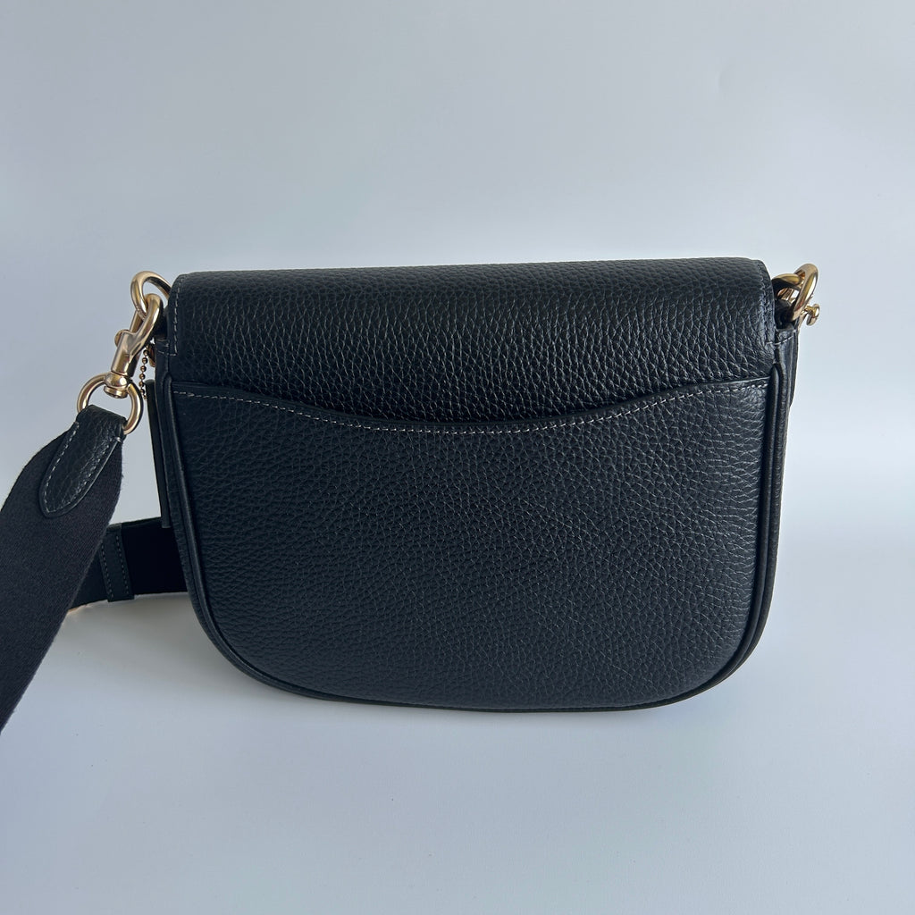 Coach Amelia Saddle Bag Black Pebbled Leather Crossbody CP107 Excellent