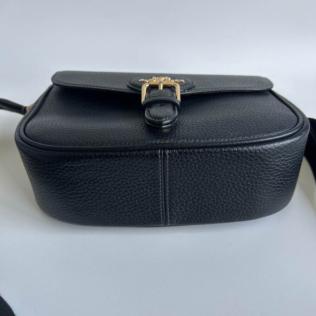 Coach Amelia Saddle Bag Black Pebbled Leather Crossbody CP107 Excellent