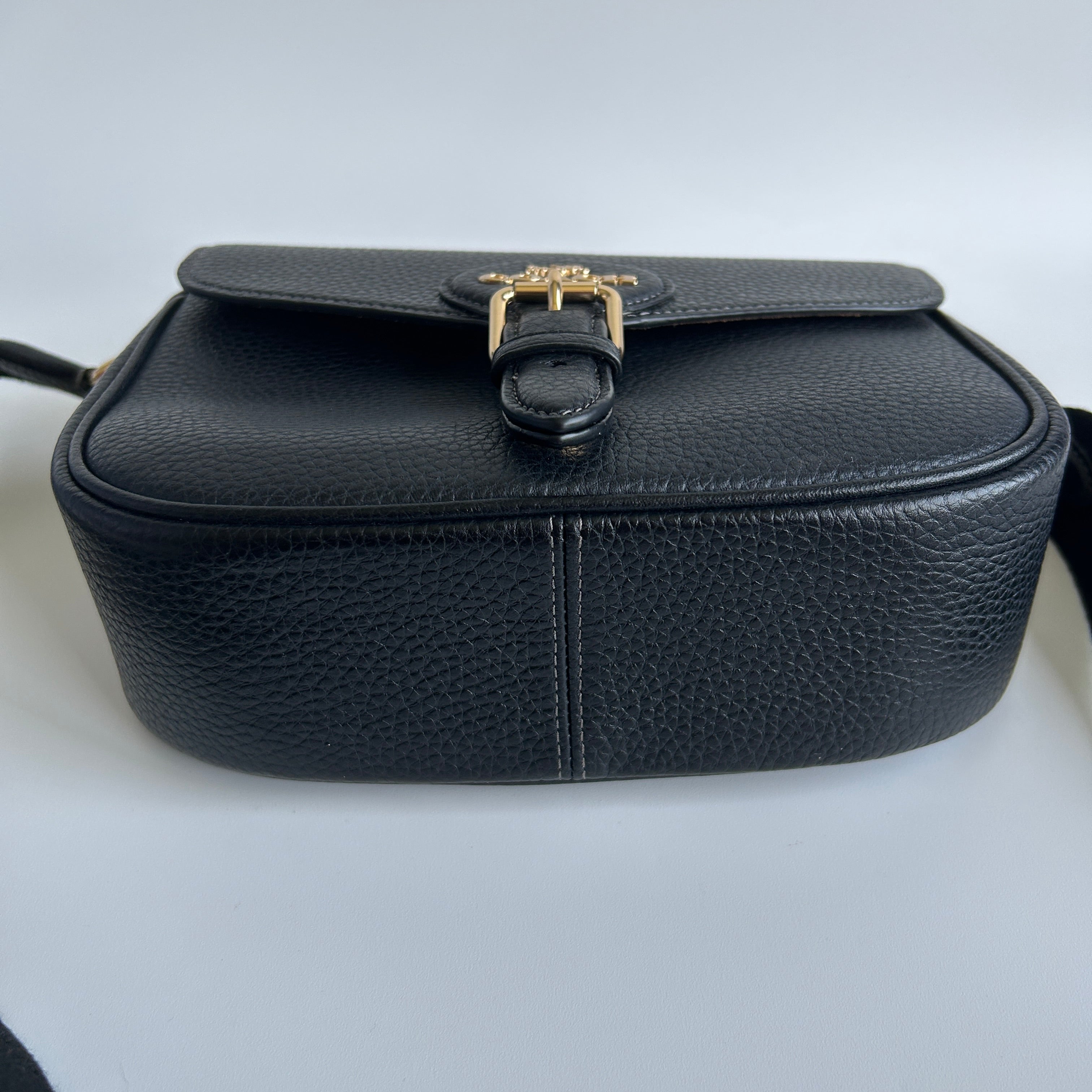 Coach Amelia Saddle Bag Black Pebbled Leather Crossbody CP107 Excellent