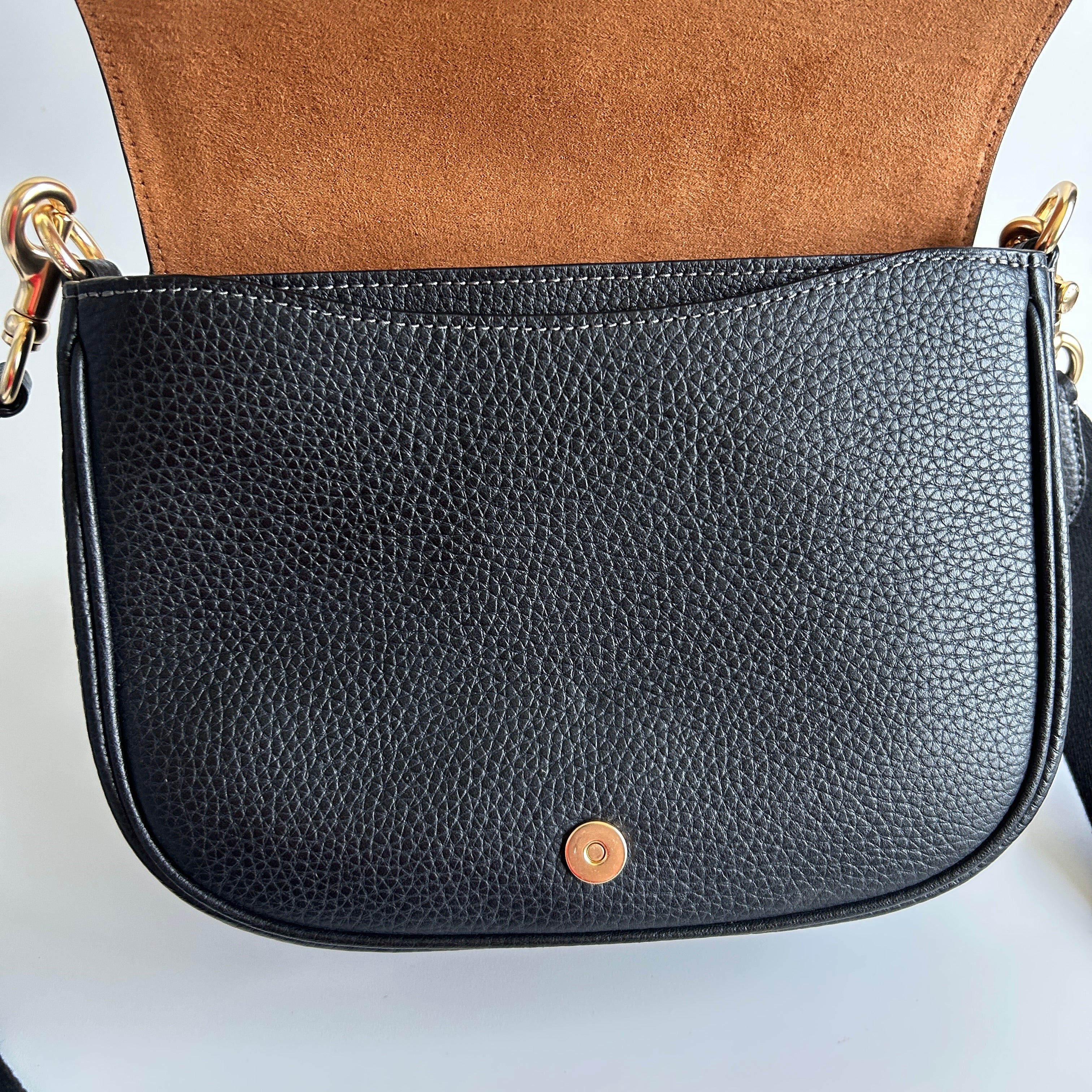 Coach Amelia Saddle Bag Black Pebbled Leather Crossbody CP107 Excellent