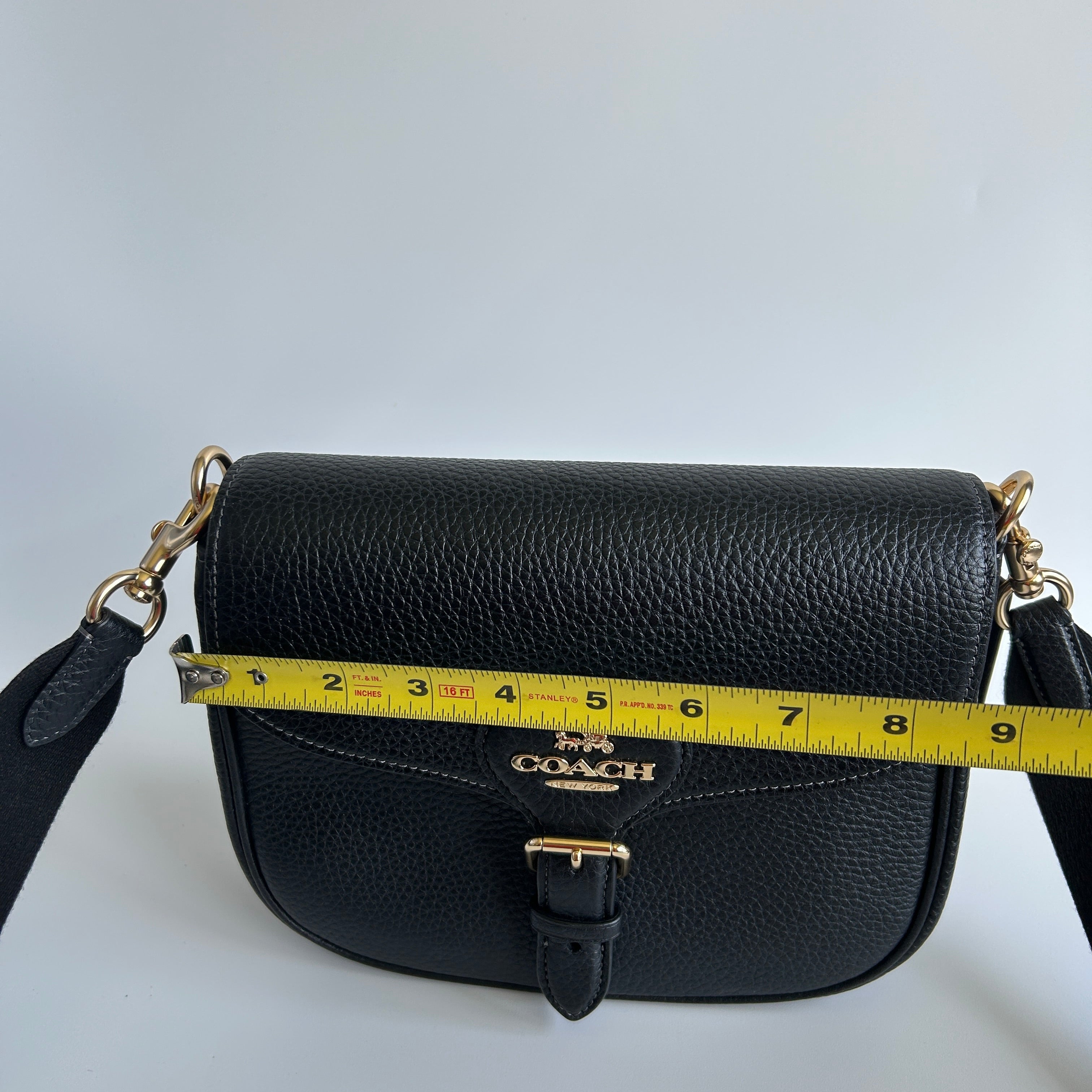 Coach Amelia Saddle Bag Black Pebbled Leather Crossbody CP107 Excellent