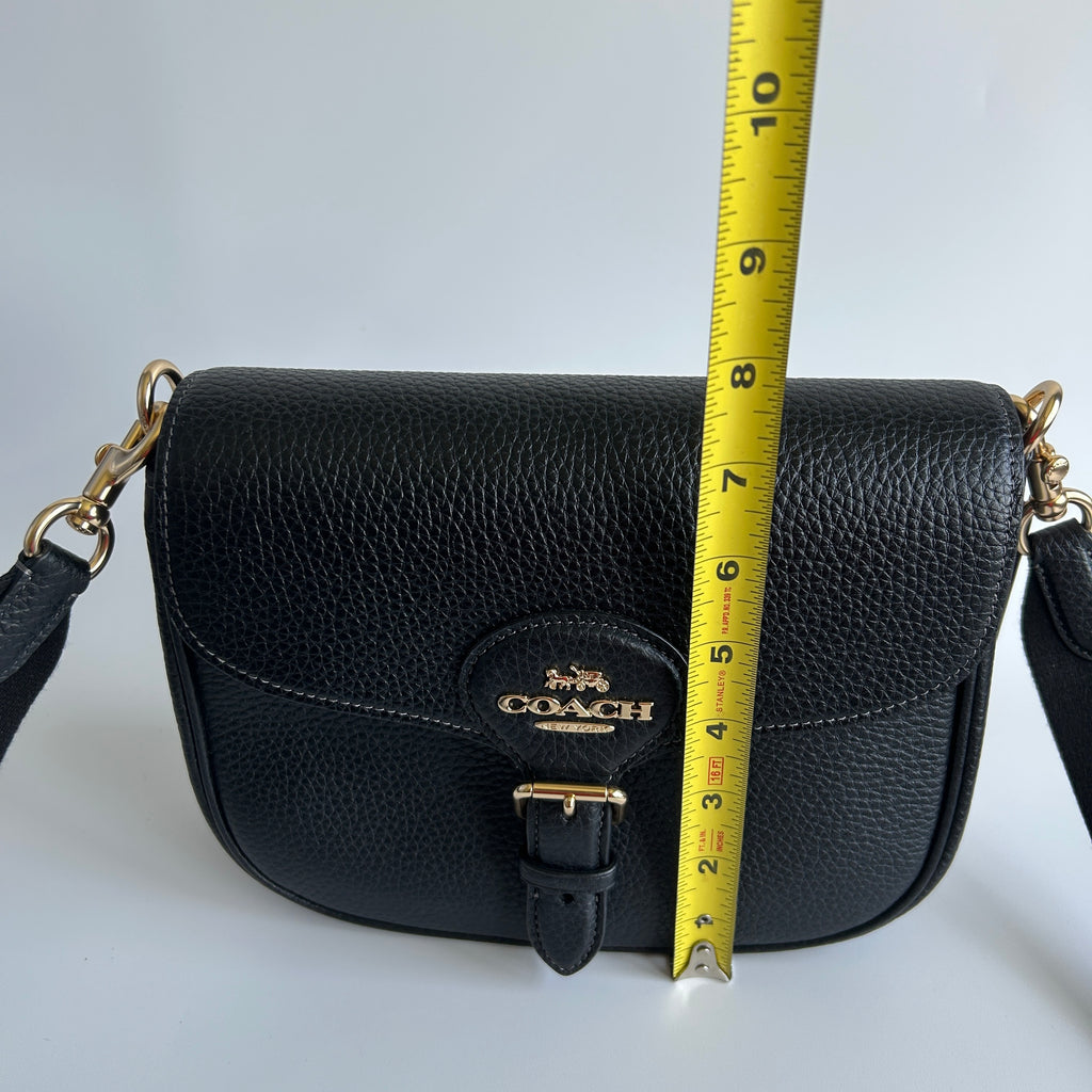 Coach Amelia Saddle Bag Black Pebbled Leather Crossbody CP107 Excellent