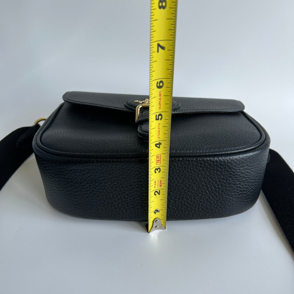 Coach Amelia Saddle Bag Black Pebbled Leather Crossbody CP107 Excellent