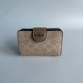 Coach Medium Corner Zip Taupe Chalk Signature Canvas Wallet Excellent