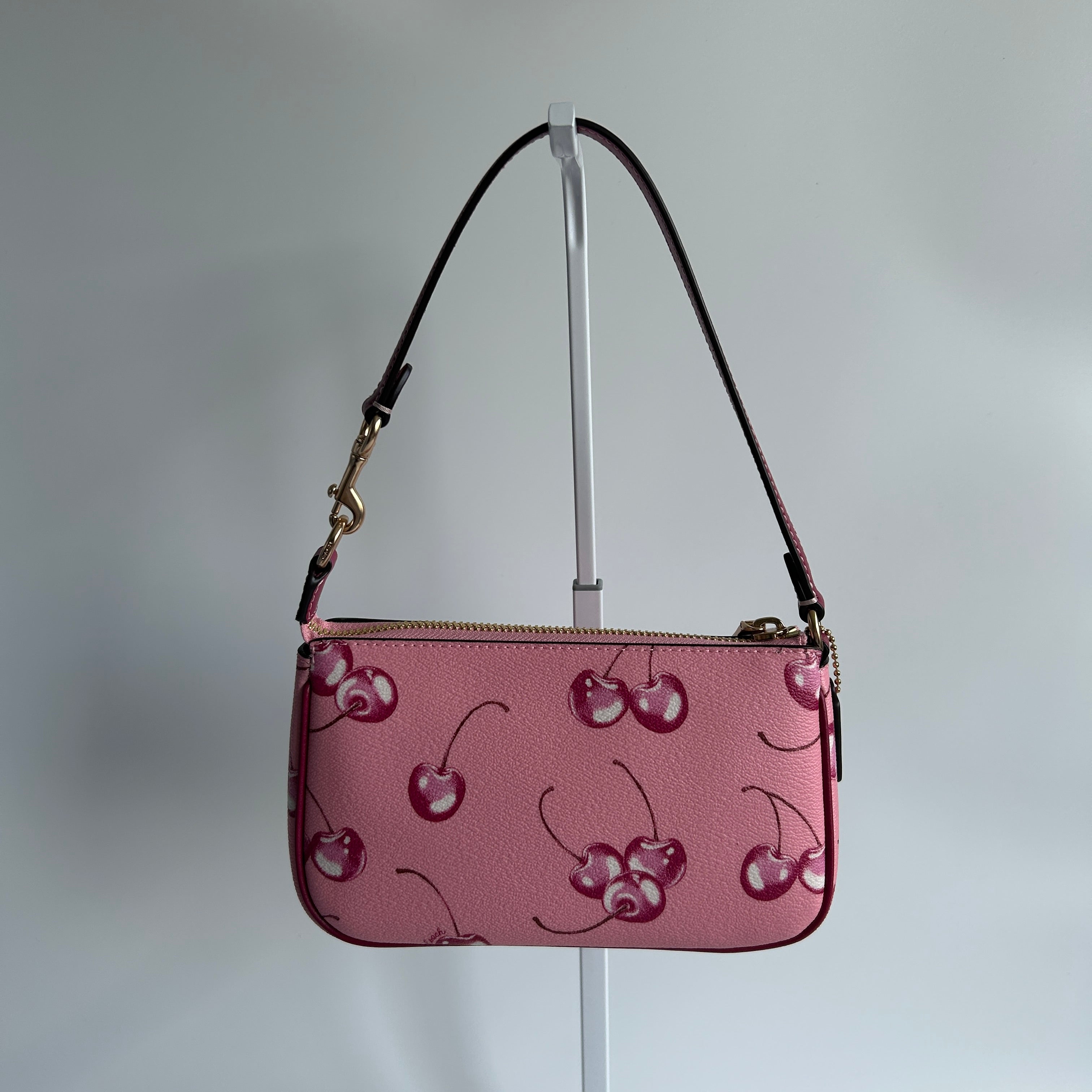 Coach Nolita 19 Pink Cherry Pebbled Leather Shoulder Bag Excellent