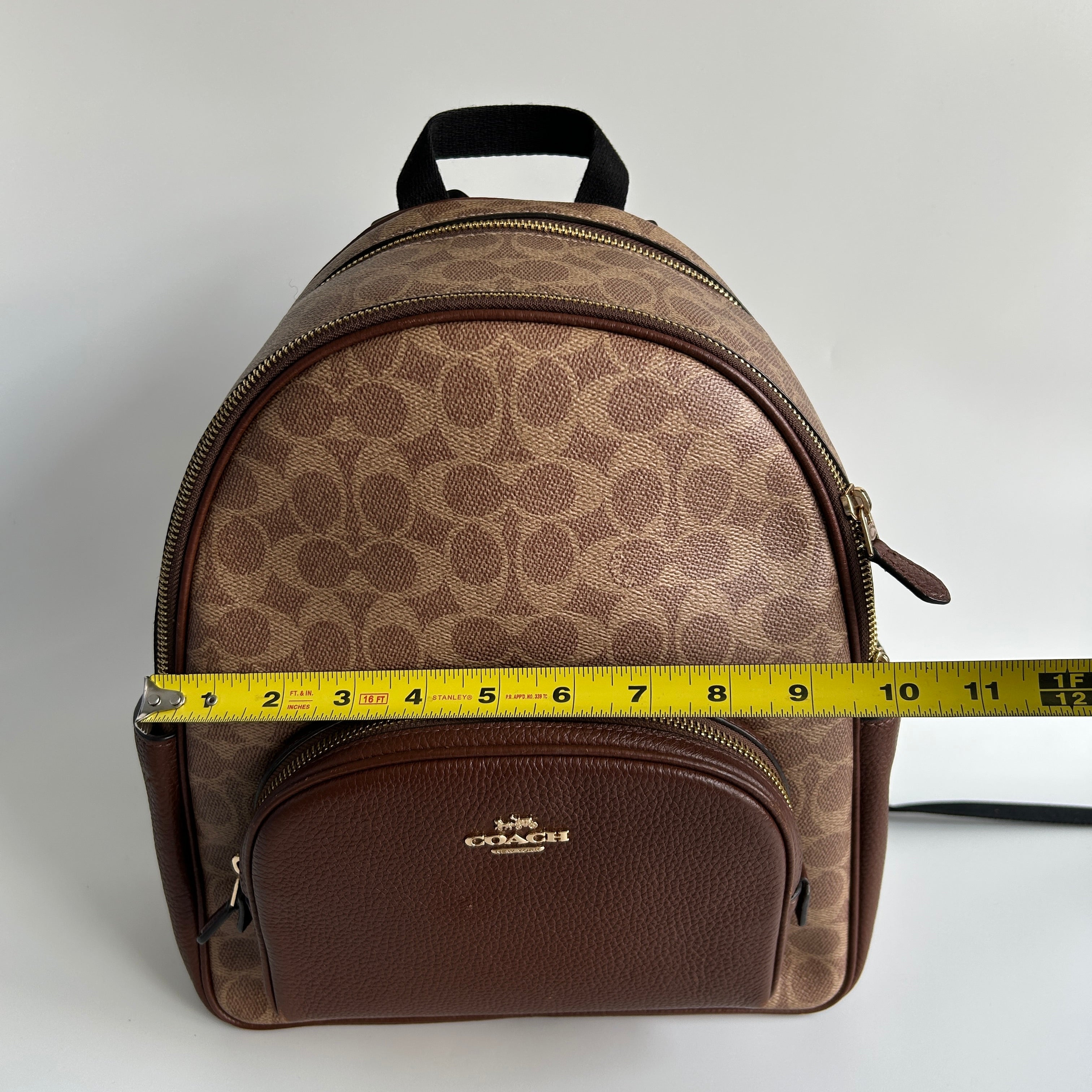 Coach Court Backpack Brown Signature Canvas Pebble Leather Good