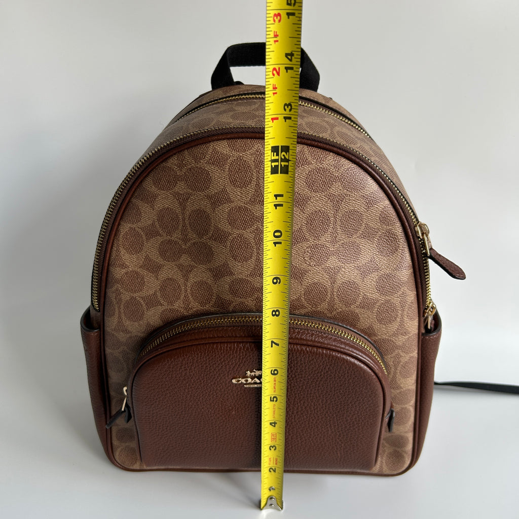 Coach Court Backpack Brown Signature Canvas Pebble Leather Good