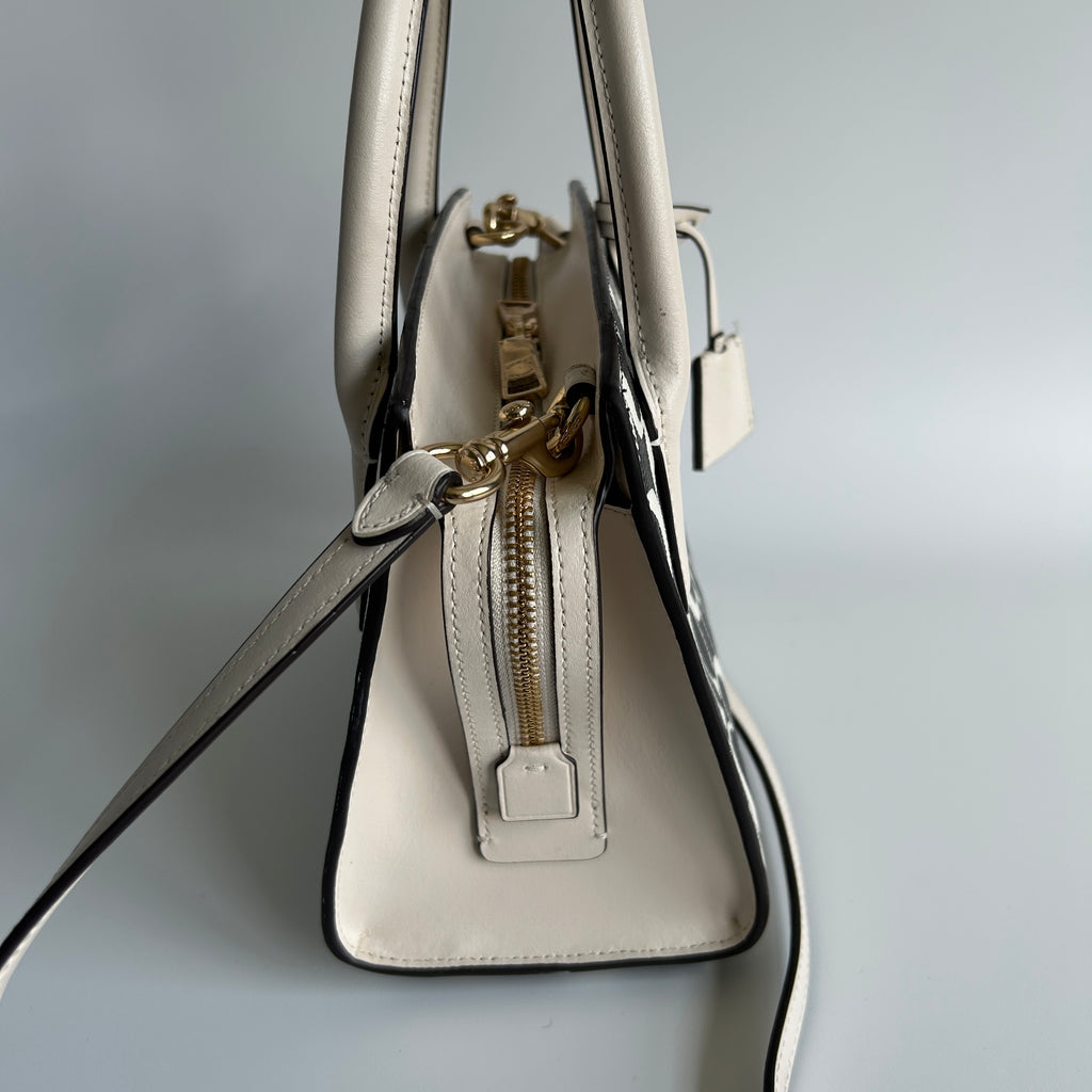 Coach Andrea Carryall Black White Signature Canvas Leather Bag CP080 Good