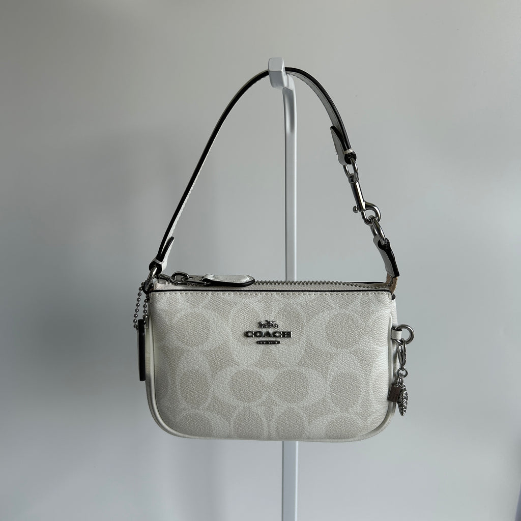 Coach Nolita 15 Chalk White Signature Canvas Wristlet Bag Excellent