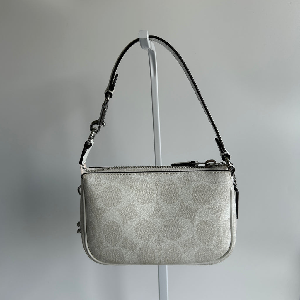 Coach Nolita 15 Chalk White Signature Canvas Wristlet Bag Excellent