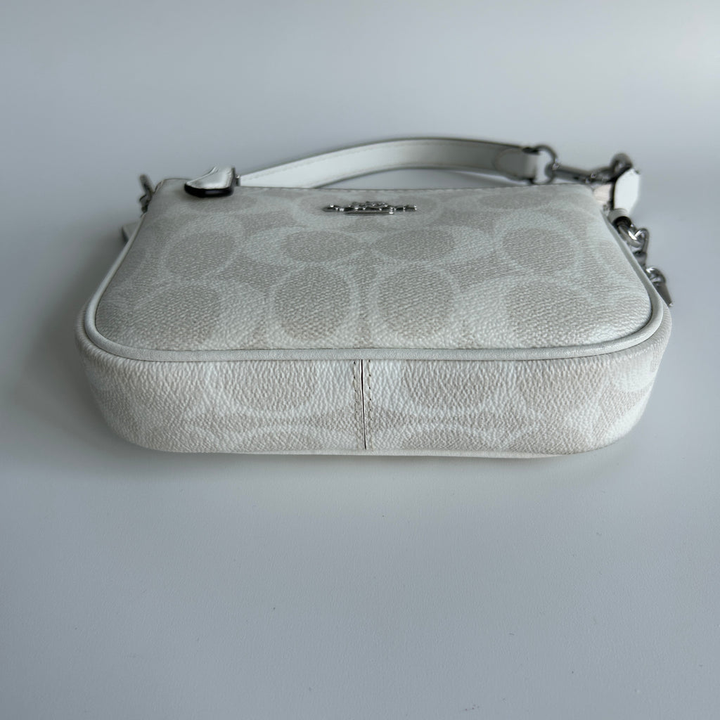 Coach Nolita 15 Chalk White Signature Canvas Wristlet Bag Excellent